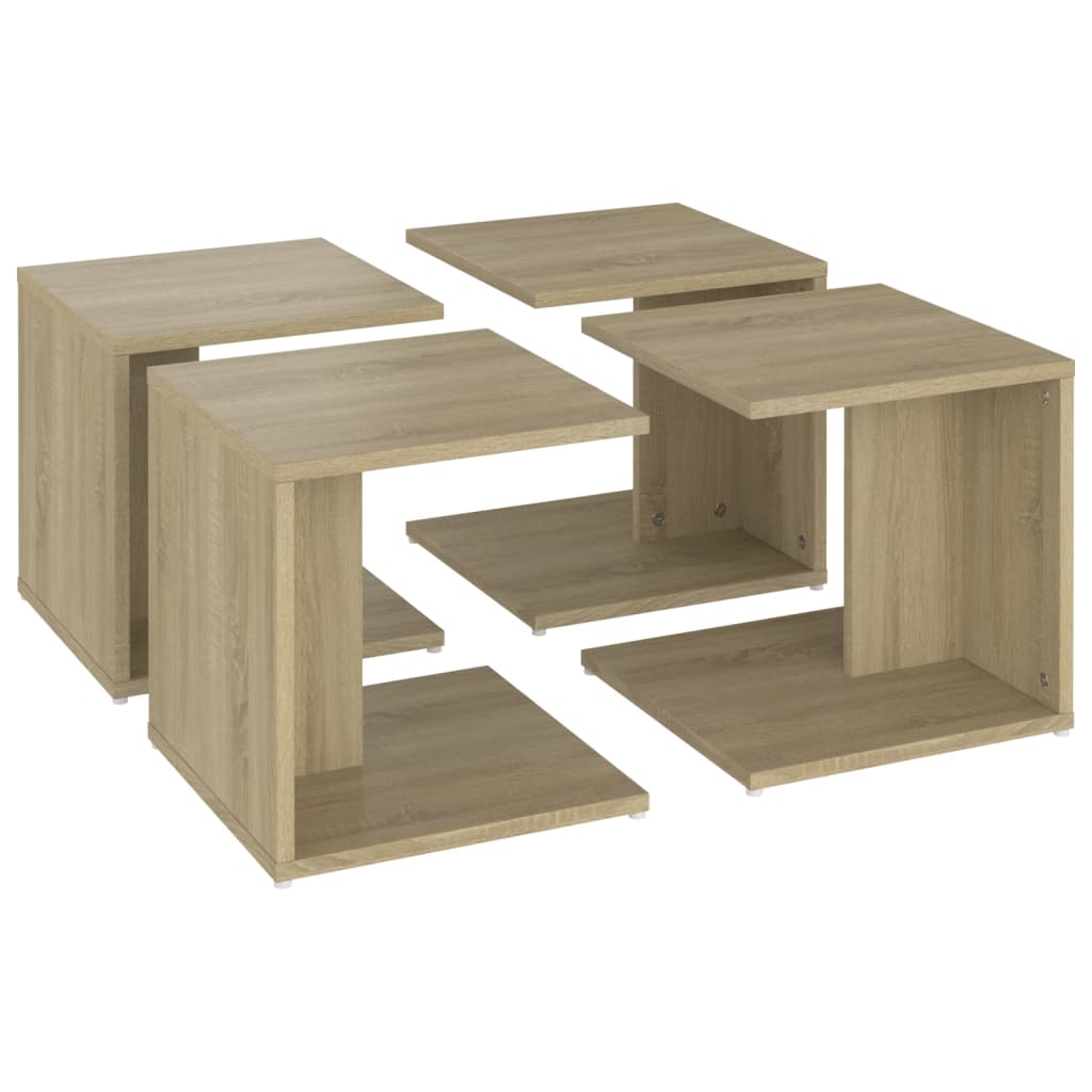 Salontafels 4 st 33x33x33 cm bewerkt hout