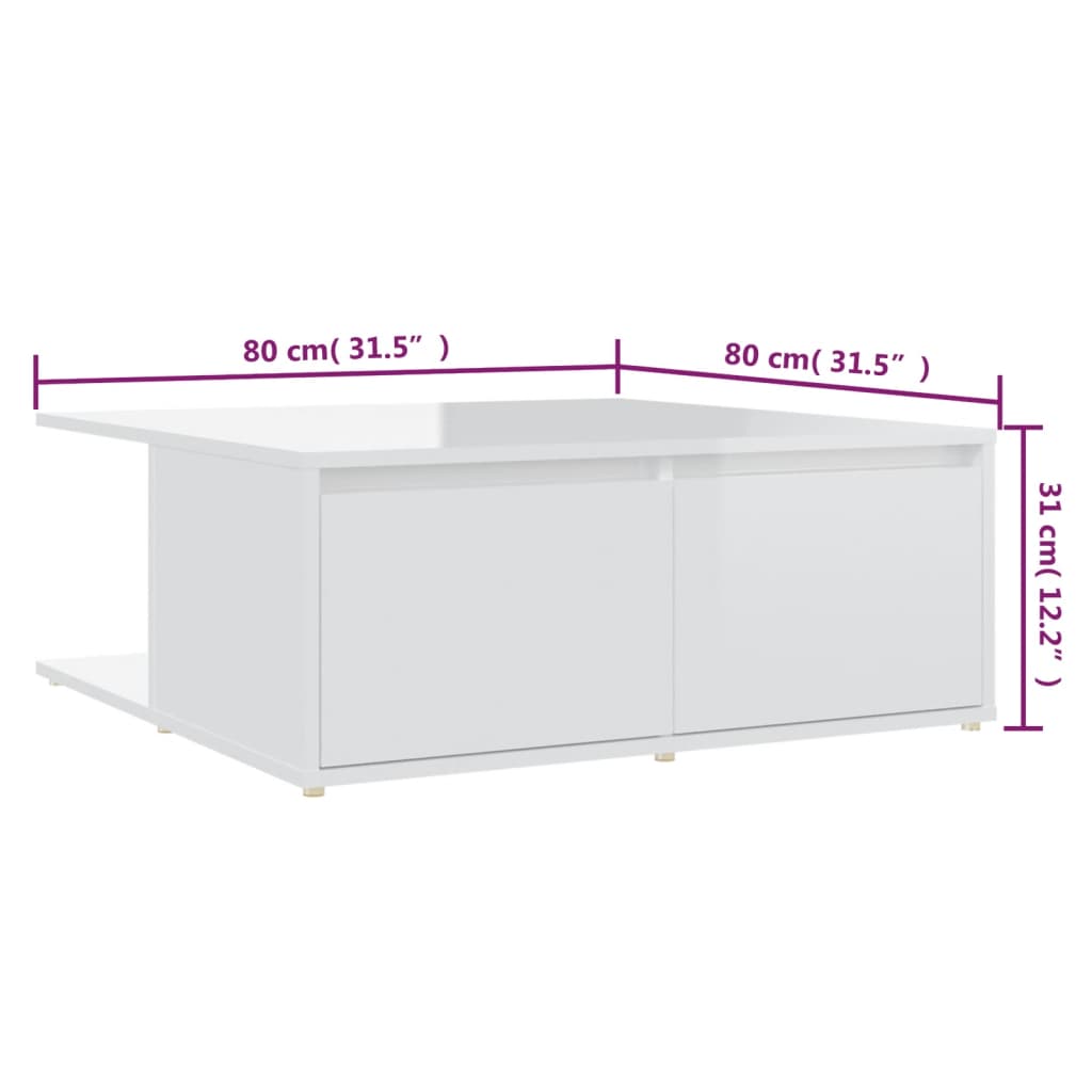 Salontafel 80x80x31 cm bewerkt hout eikenkleurig