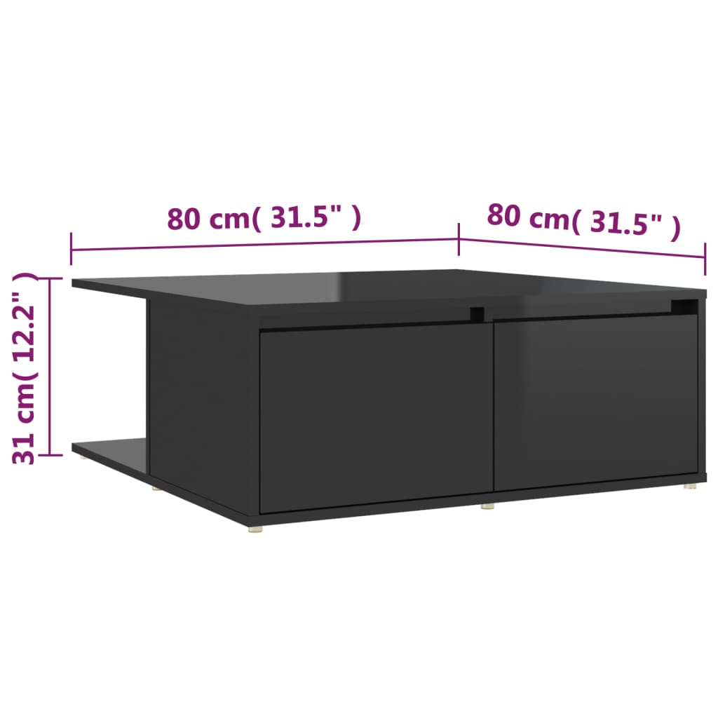 Salontafel 80x80x31 cm bewerkt hout eikenkleurig