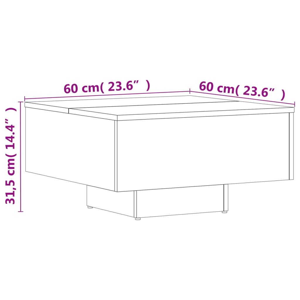 Salontafel 60x60x31,5 cm bewerkt hout eikenkleurig