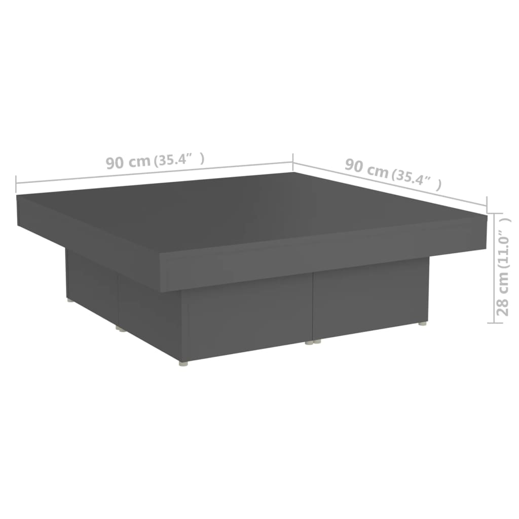 Salontafel 90x90x28 cm bewerkt hout