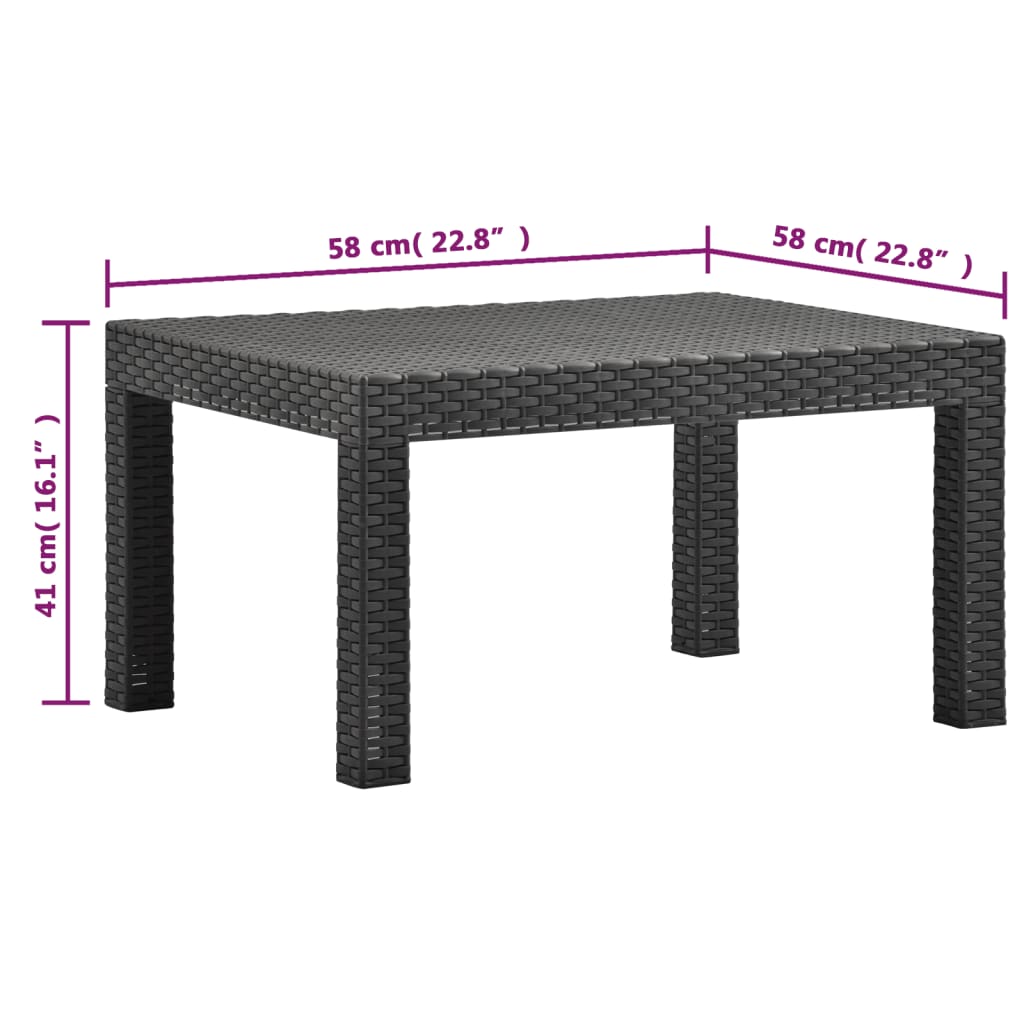 2-delige Loungeset met kussens PP rattan antracietkleurig