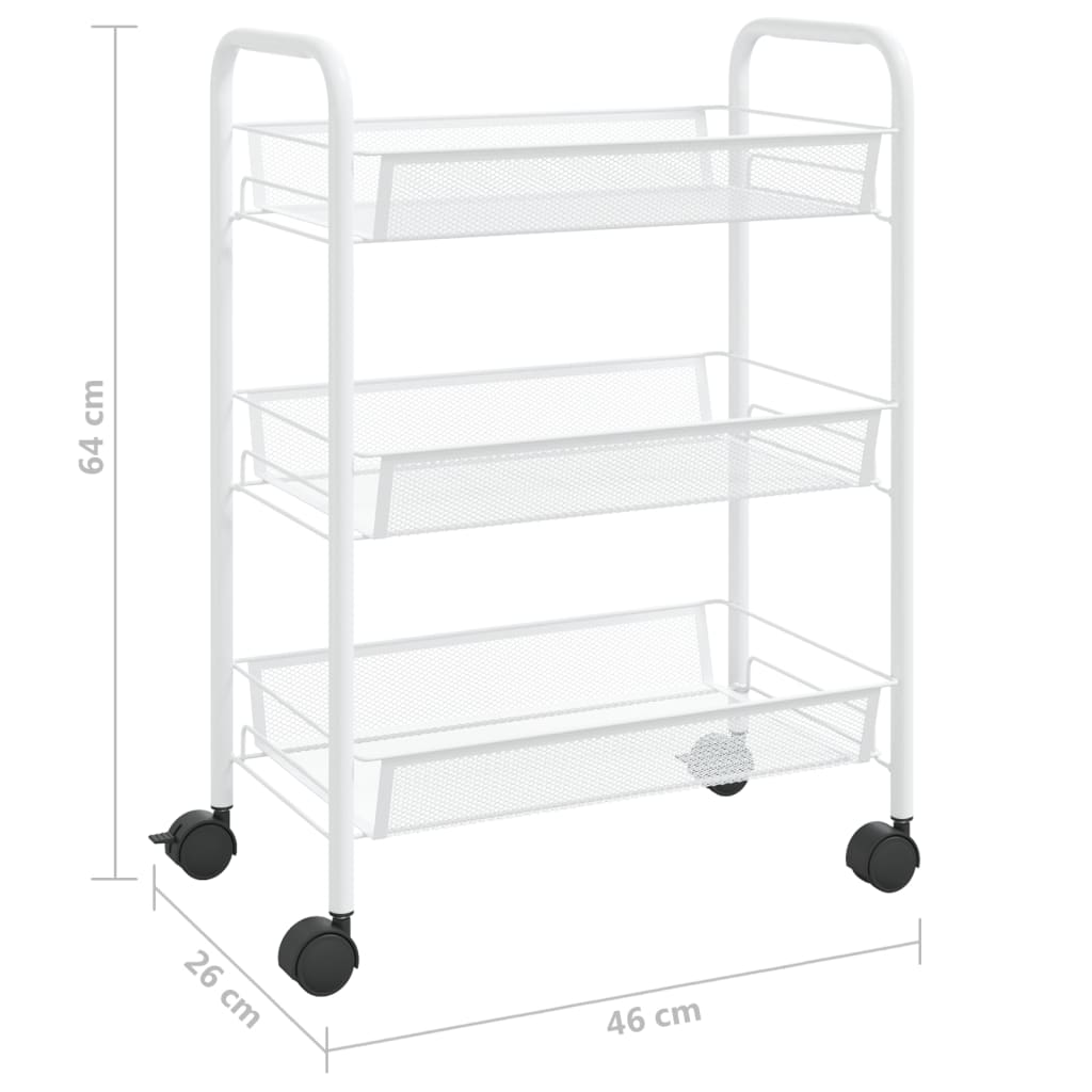 Keukentrolley 3-laags 46x26x54 cm ijzer