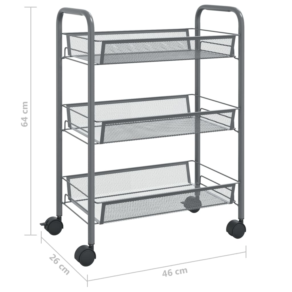 Keukentrolley 3-laags 46x26x54 cm ijzer