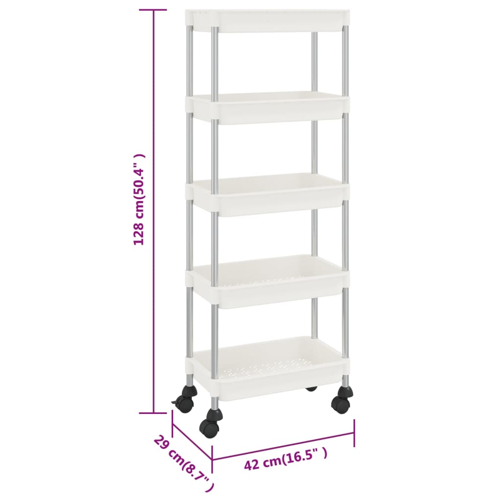 Keukentrolley 5-laags 42x29x128 cm ijzer en ABS