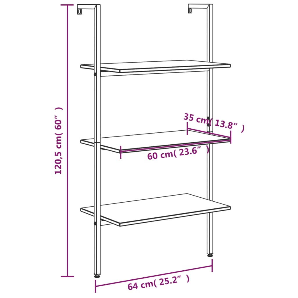 Ladderrek met 4 schappen 64x35x152,5 cm