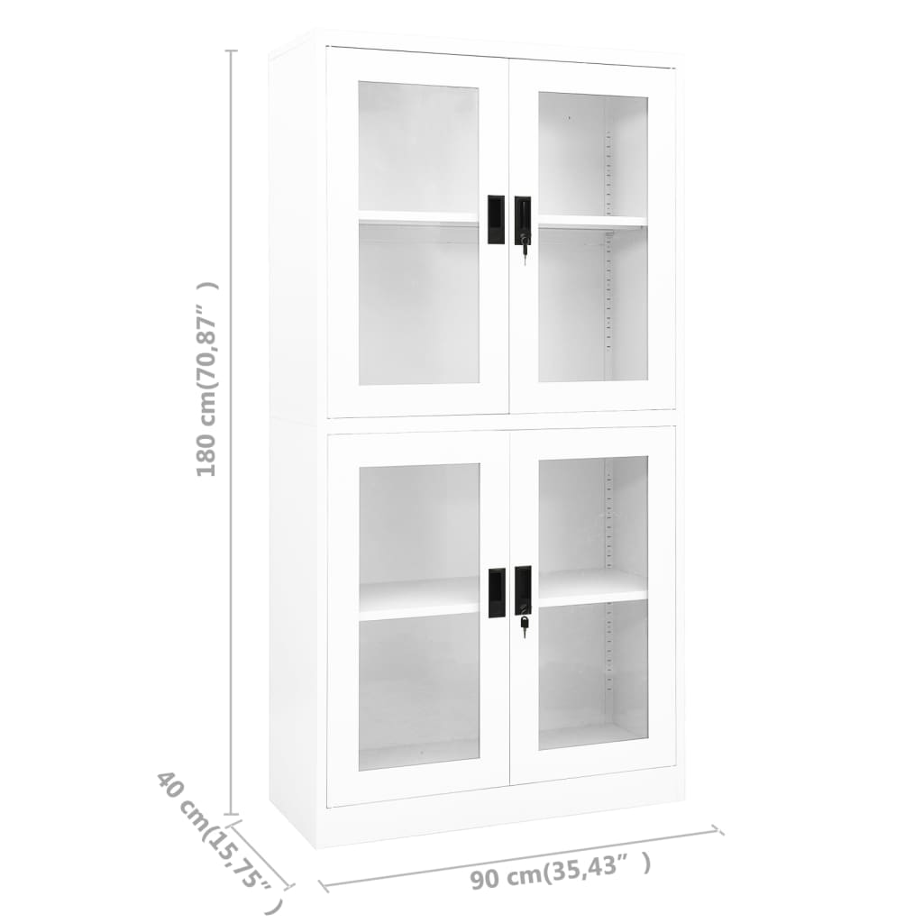 Kantoorkast 90x40x180 cm staal en gehard glas