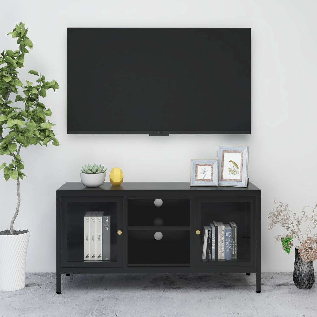 Tv-meubel 105x35x52 cm staal en glas