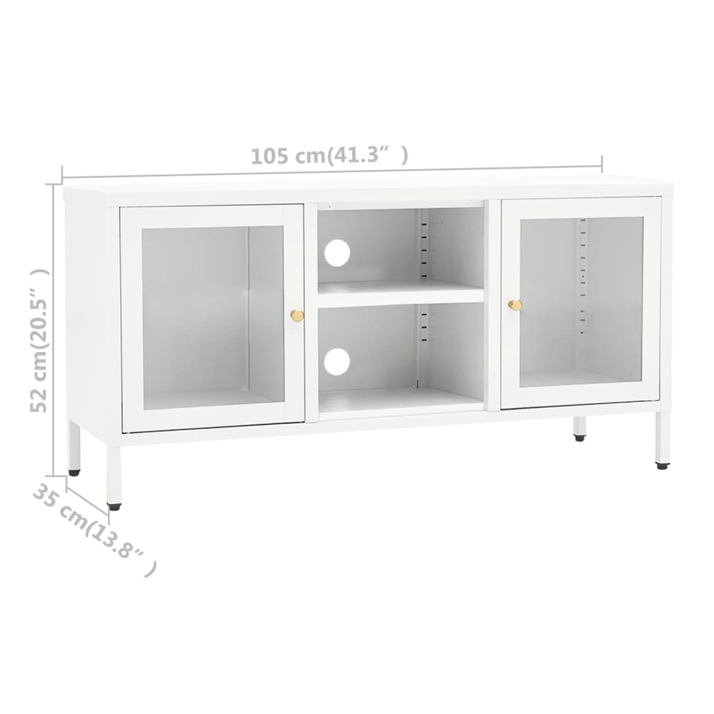 Tv-meubel 105x35x52 cm staal en glas