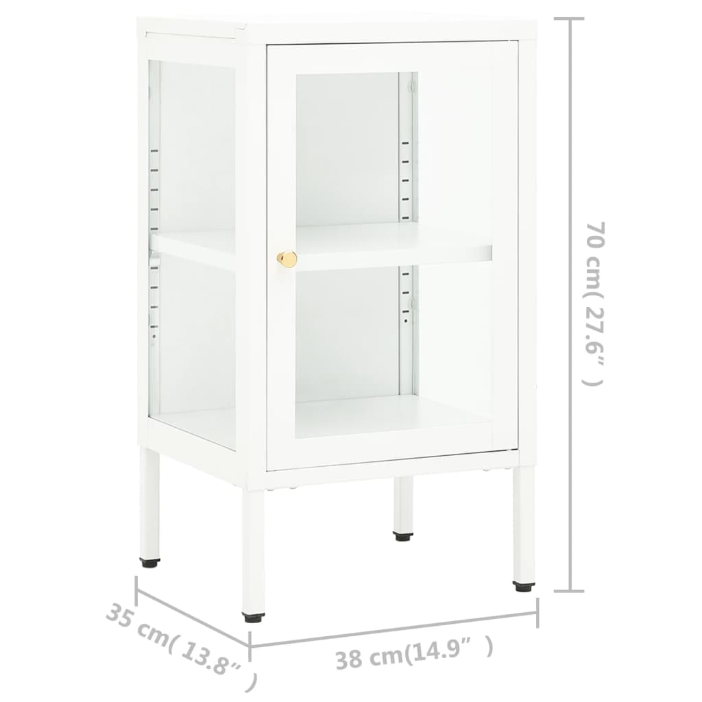 Dressoir 38x35x70 cm staal en glas antracietkleurig