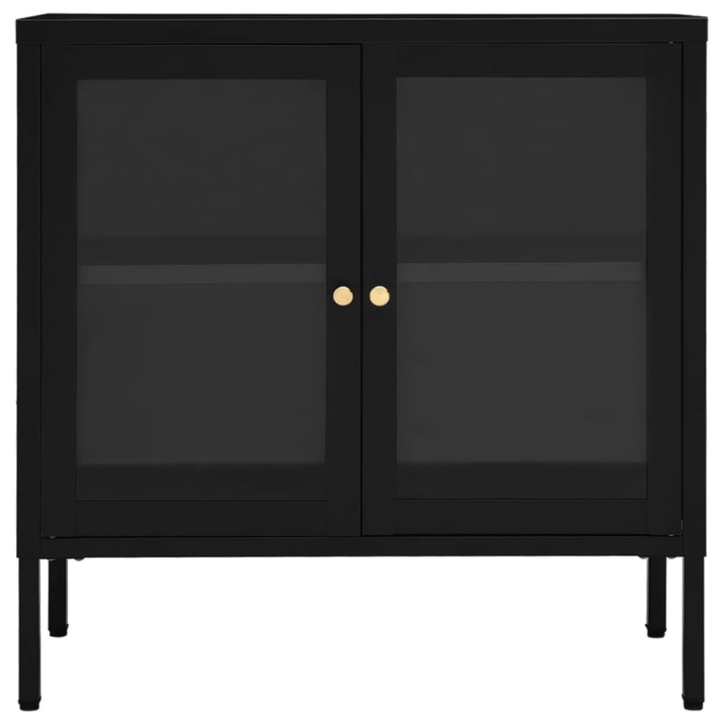 Dressoir 70x35x70 cm staal en glas