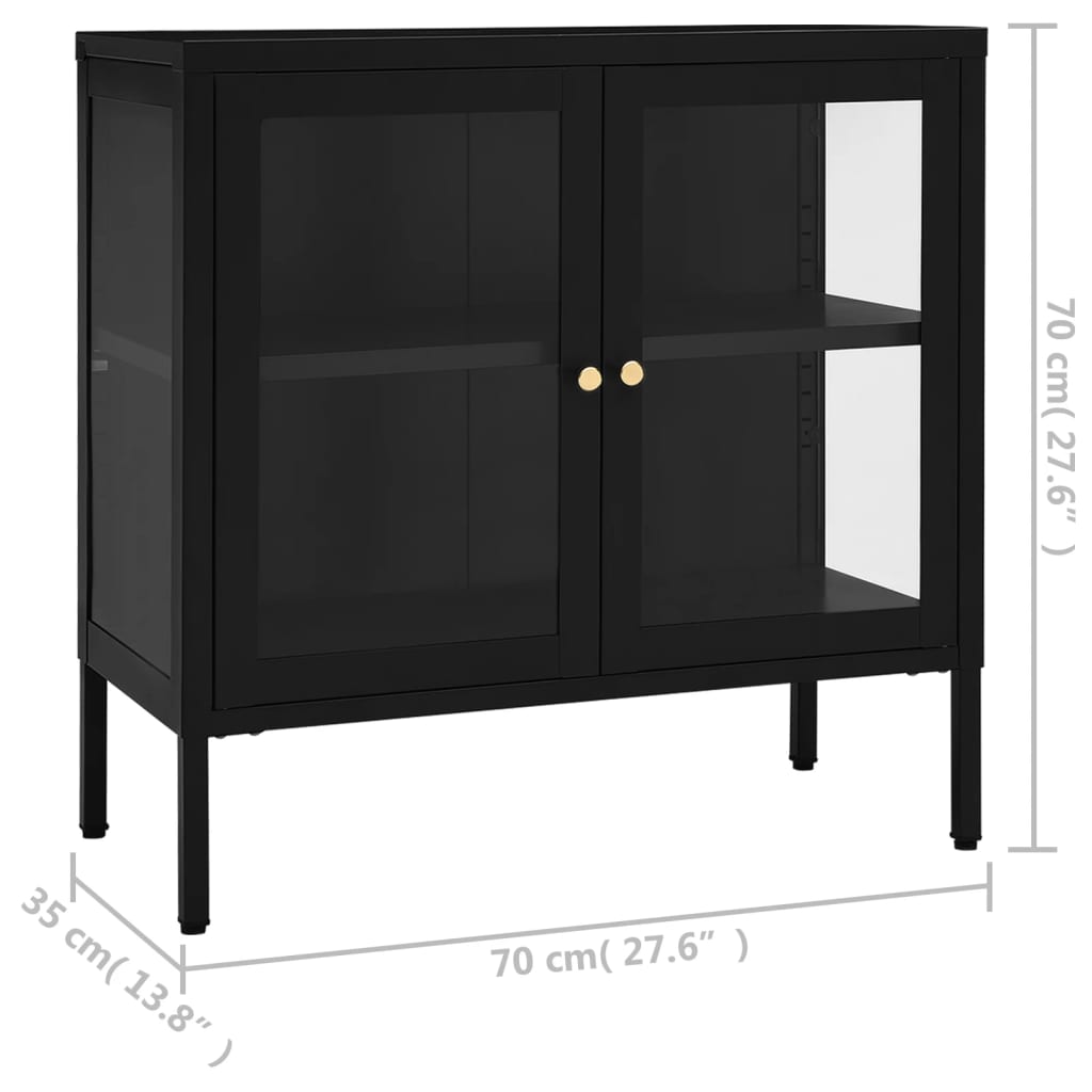 Dressoir 70x35x70 cm staal en glas