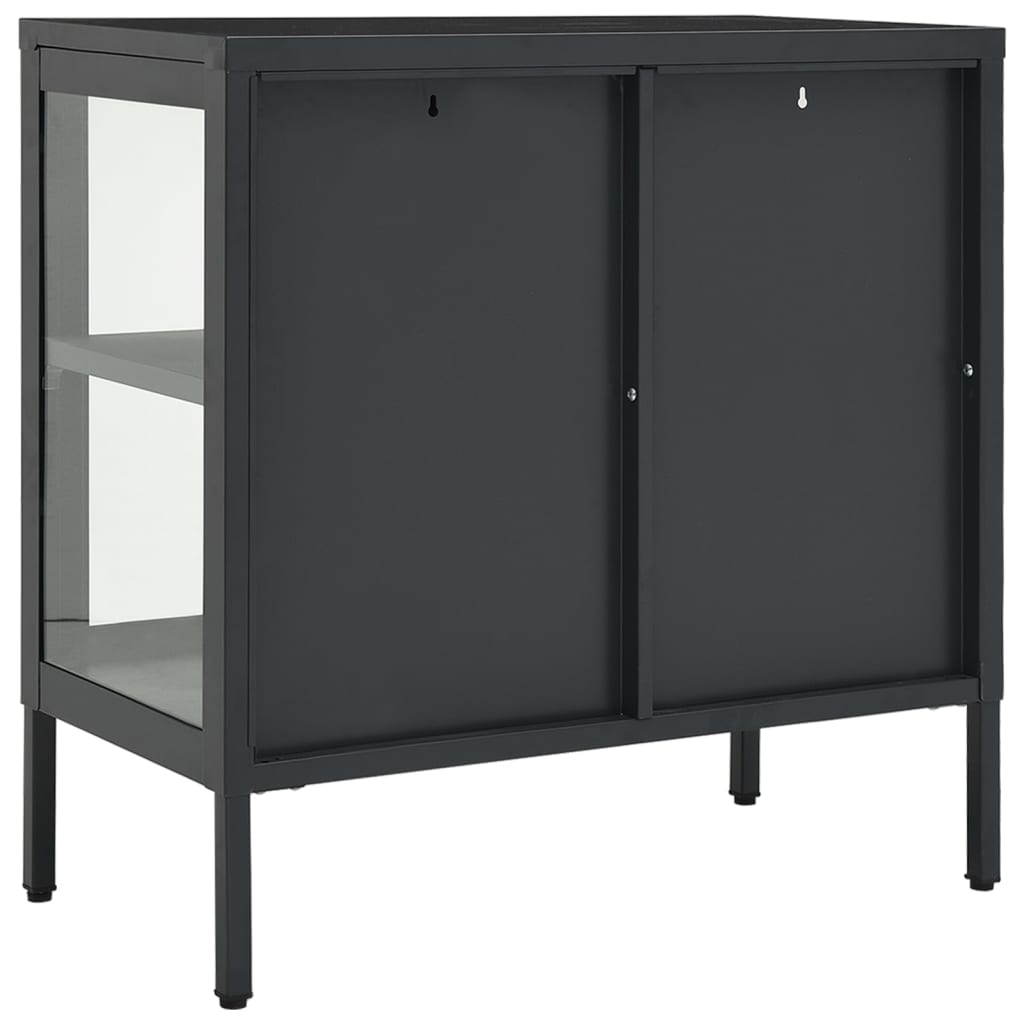 Dressoir 70x35x70 cm staal en glas