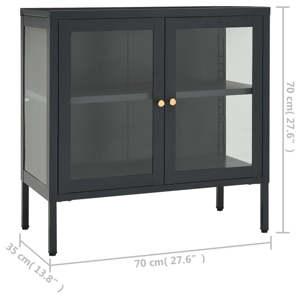 Dressoir 70x35x70 cm staal en glas