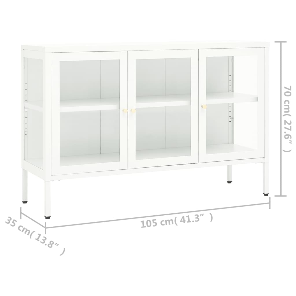 Dressoir 105x35x70 cm staal en glas antracietkleurig