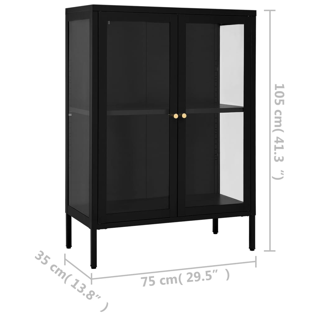 Dressoir 75x35x105 cm staal en glas