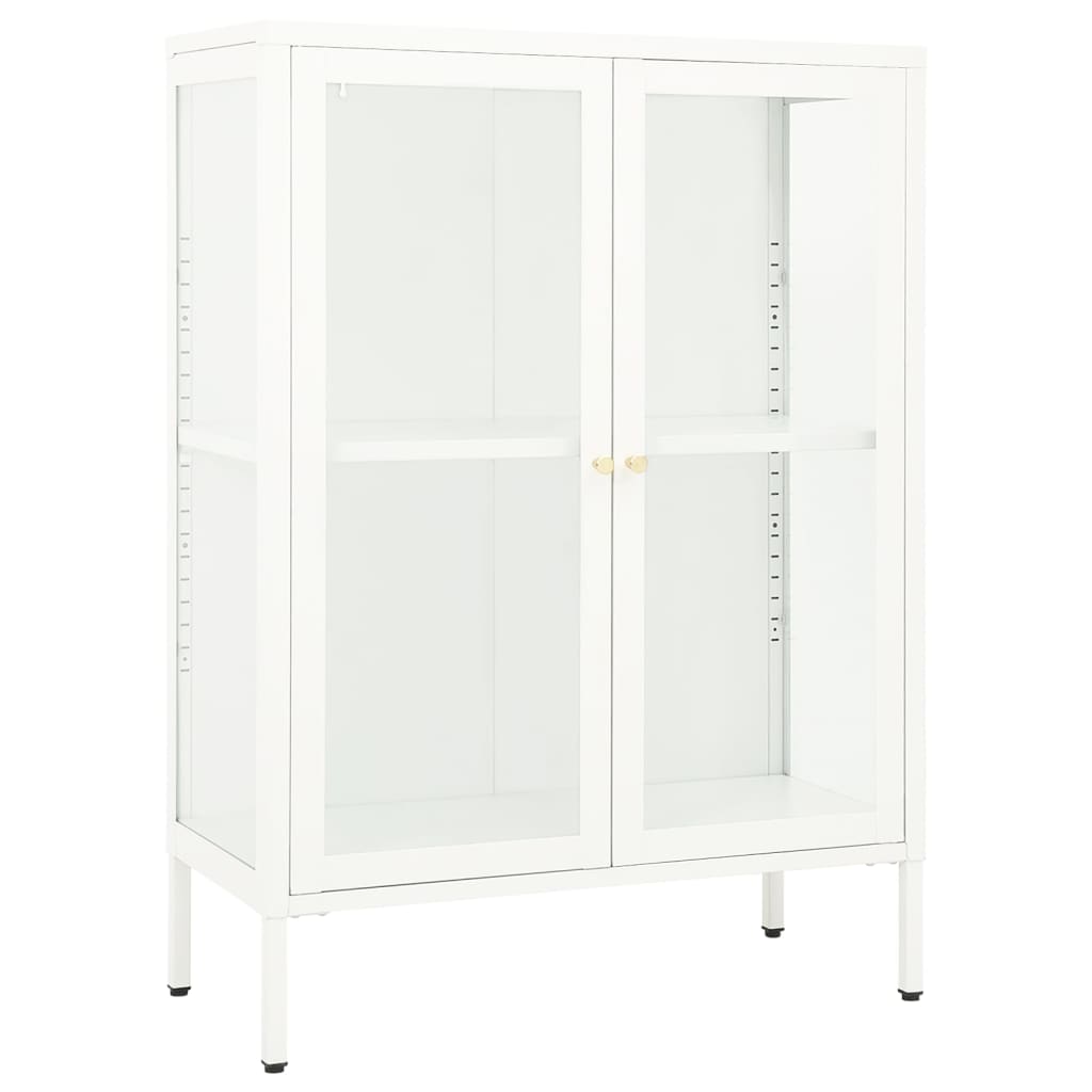 Dressoir 75x35x105 cm staal en glas antracietkleurig