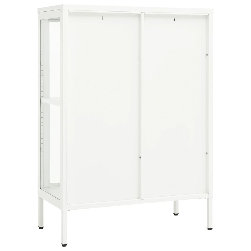 Dressoir 75x35x105 cm staal en glas antracietkleurig