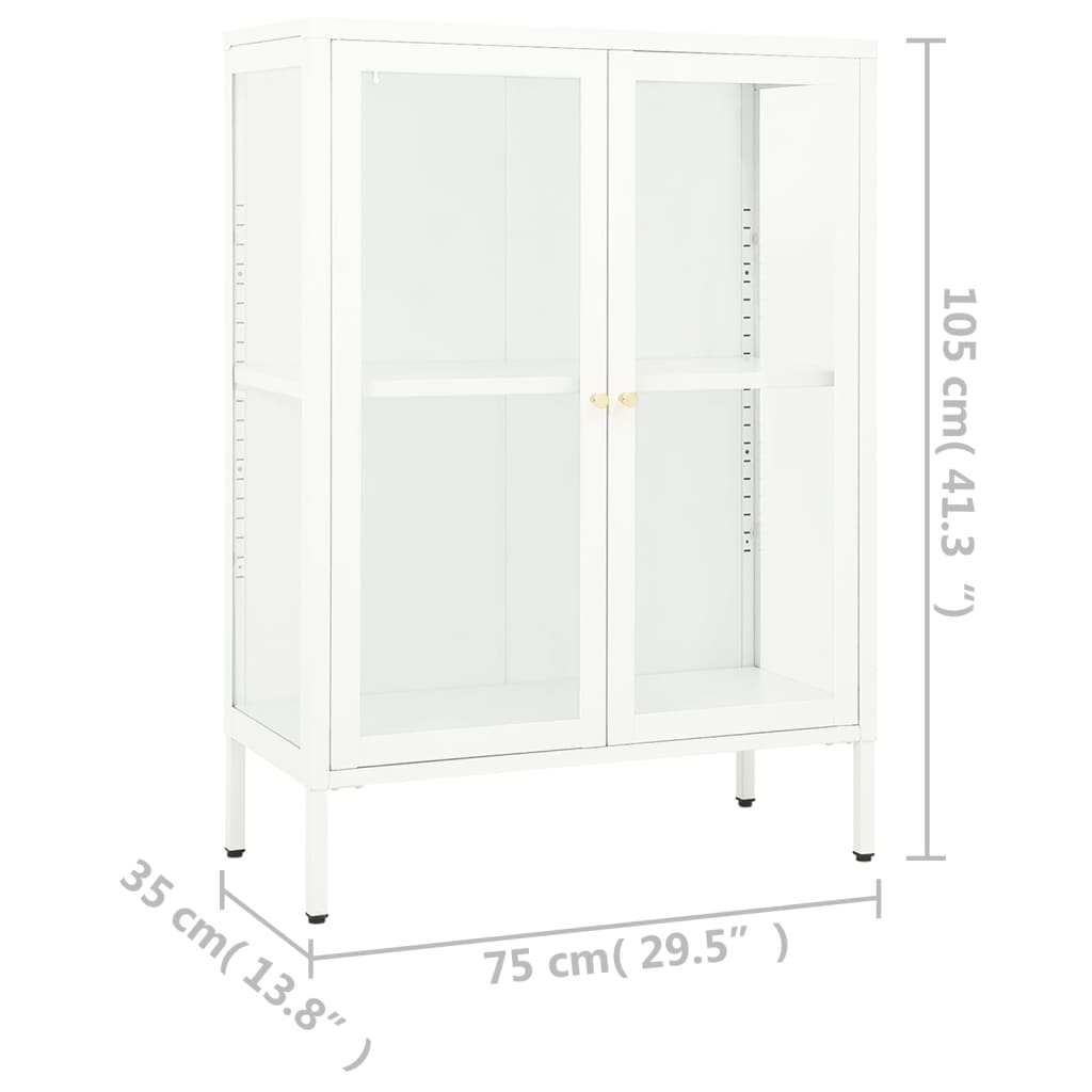 Dressoir 75x35x105 cm staal en glas antracietkleurig