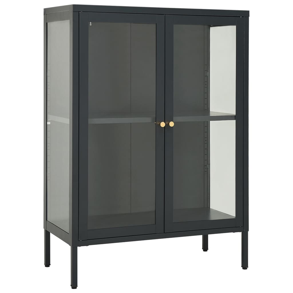 Dressoir 75x35x105 cm staal en glas