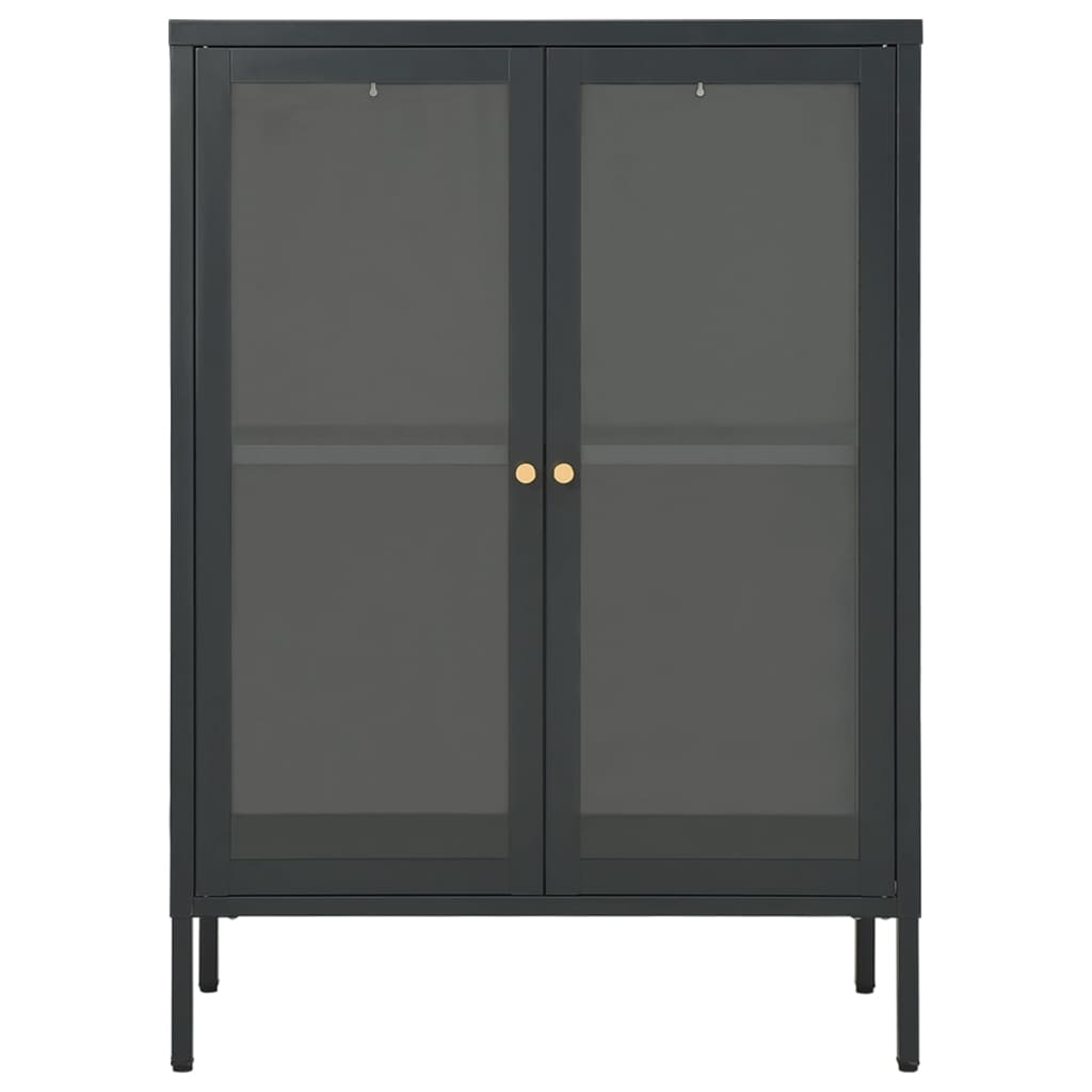 Dressoir 75x35x105 cm staal en glas