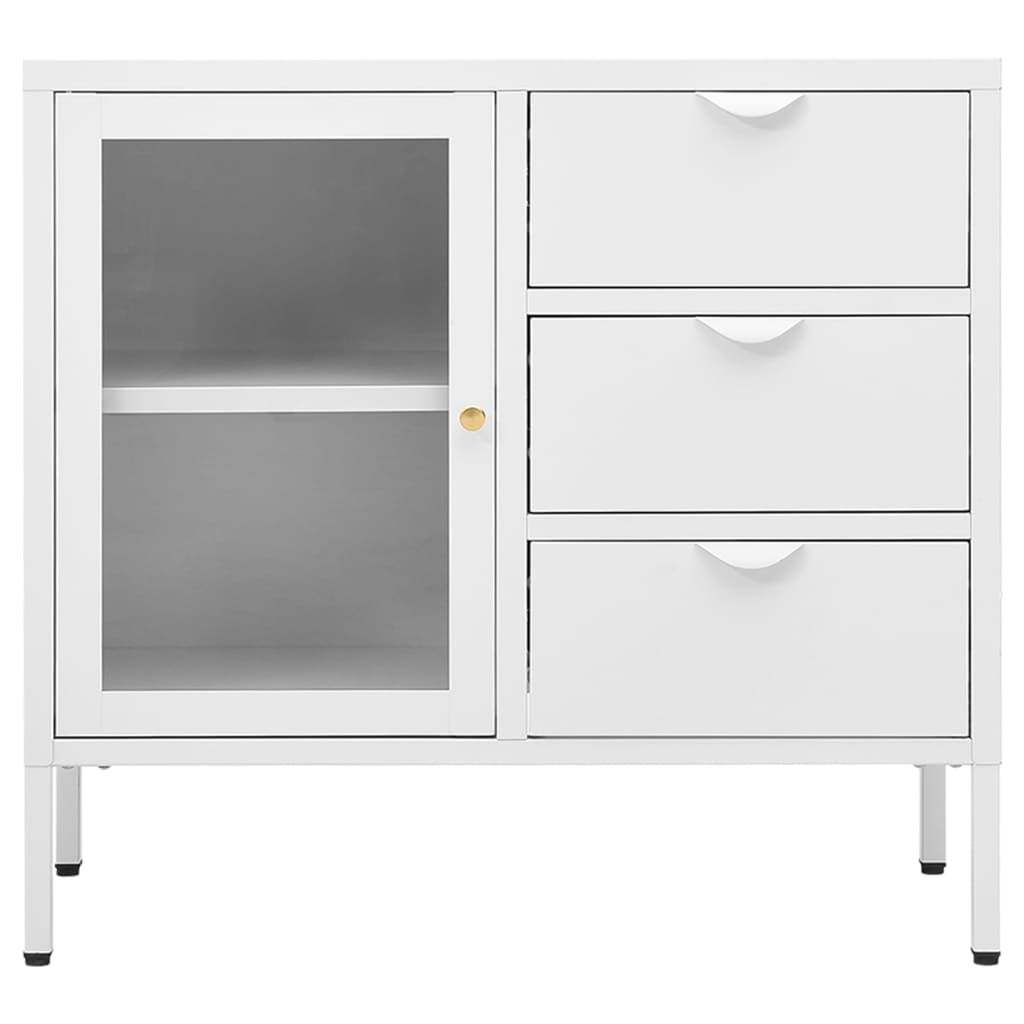 Dressoir 75x35x70 cm staal en gehard glas antracietkleurig