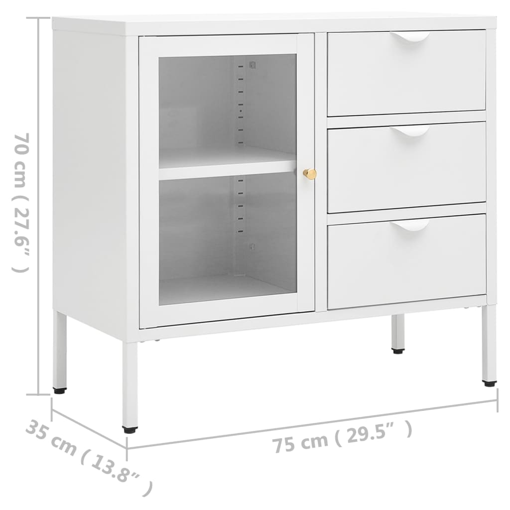 Dressoir 75x35x70 cm staal en gehard glas antracietkleurig