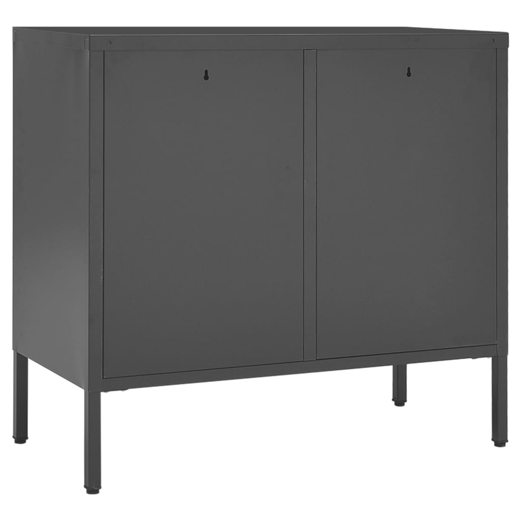 Dressoir 75x35x70 cm staal en gehard glas antracietkleurig