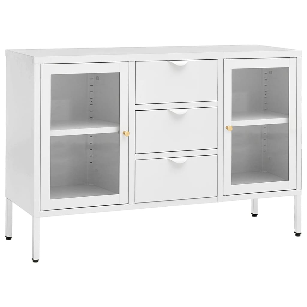 Dressoir 105x35x70 cm staal en gehard glas