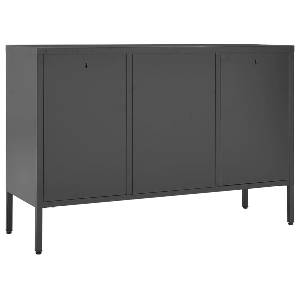 Dressoir 105x35x70 cm staal en gehard glas