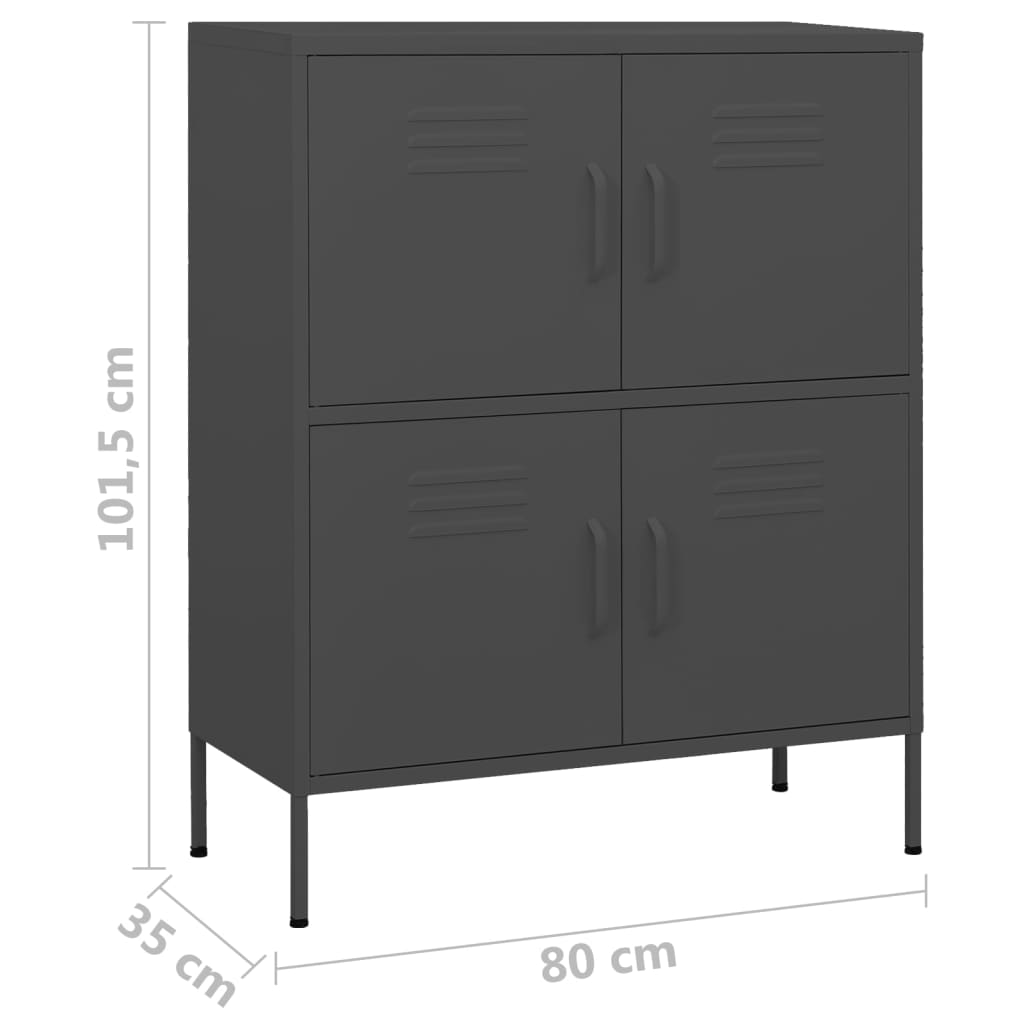 Opbergkast 80x35x101,5 cm staal antracietkleurig