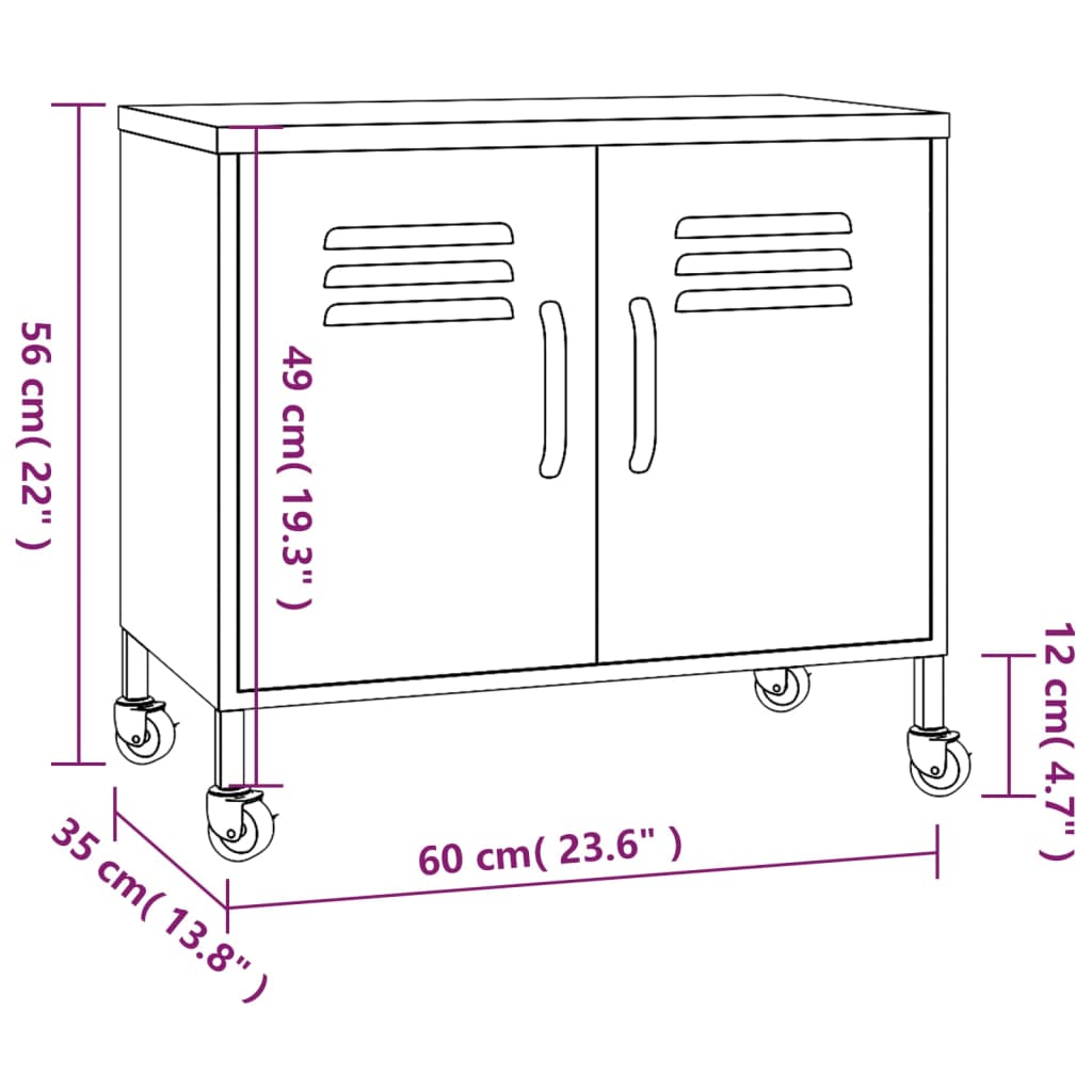 Opbergkast 60x35x56 cm staal antracietkleurig