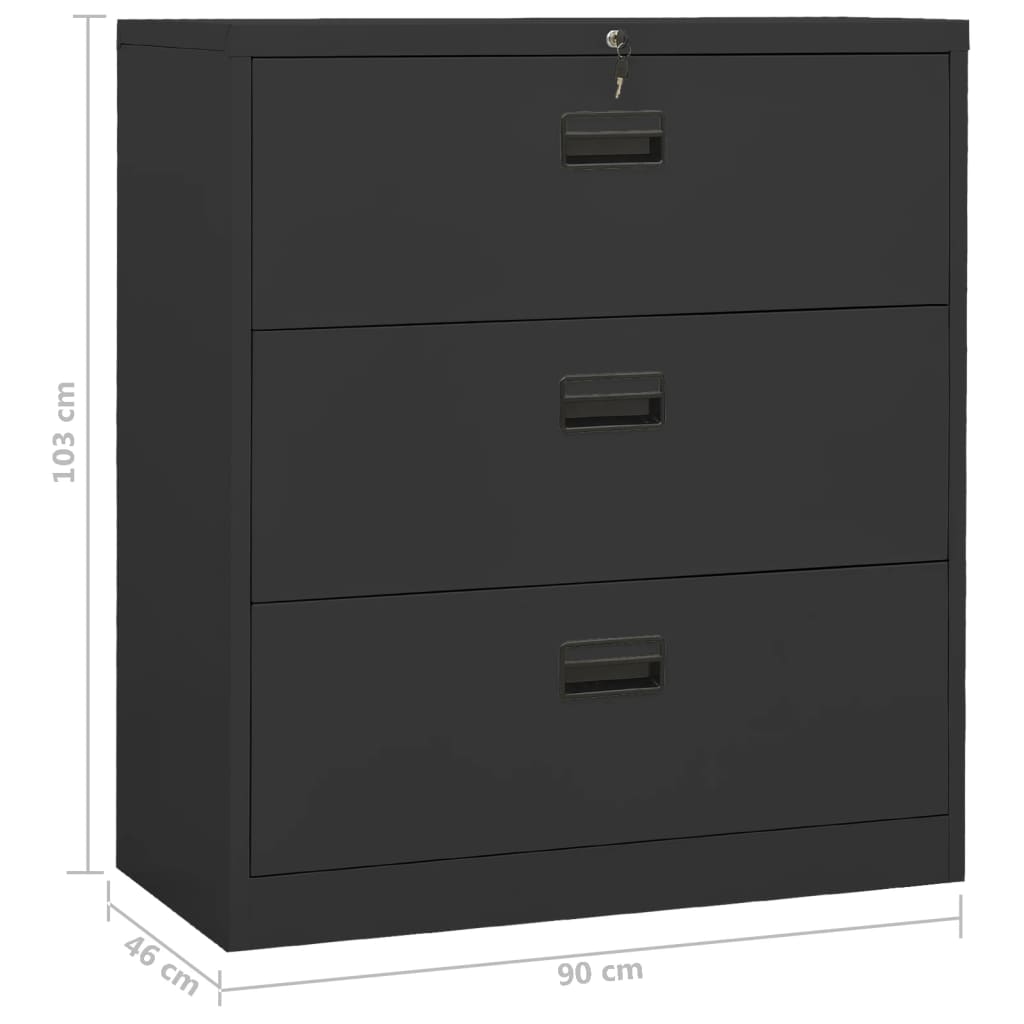 Archiefkast 90x46x134 cm staal antracietkleurig