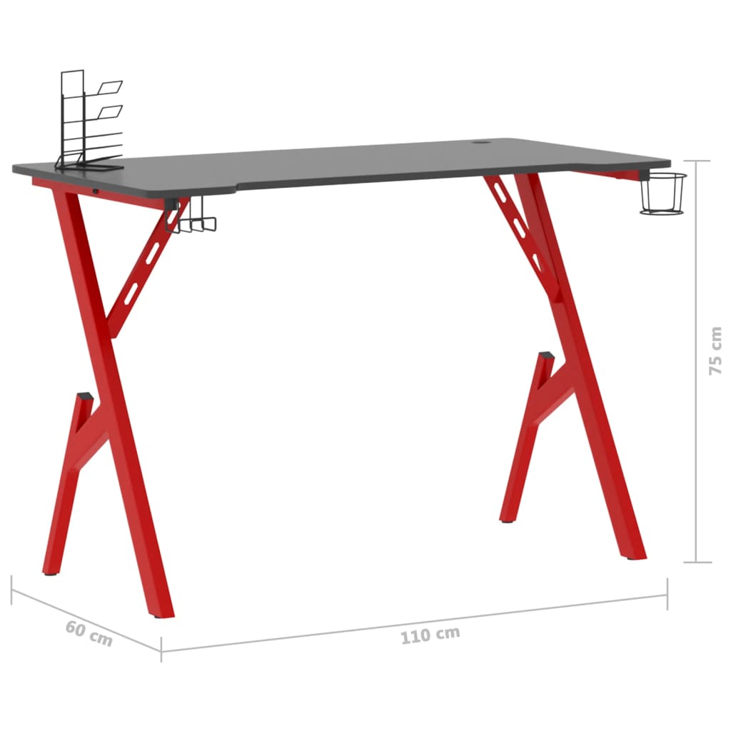 Gamingbureau met Y-vormige poten 90x60x75 cm zwart