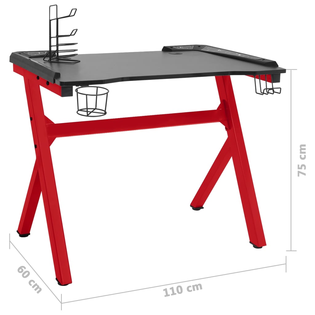 Gamingbureau met Y-vormige poten LED 90x60x75 cm zwart