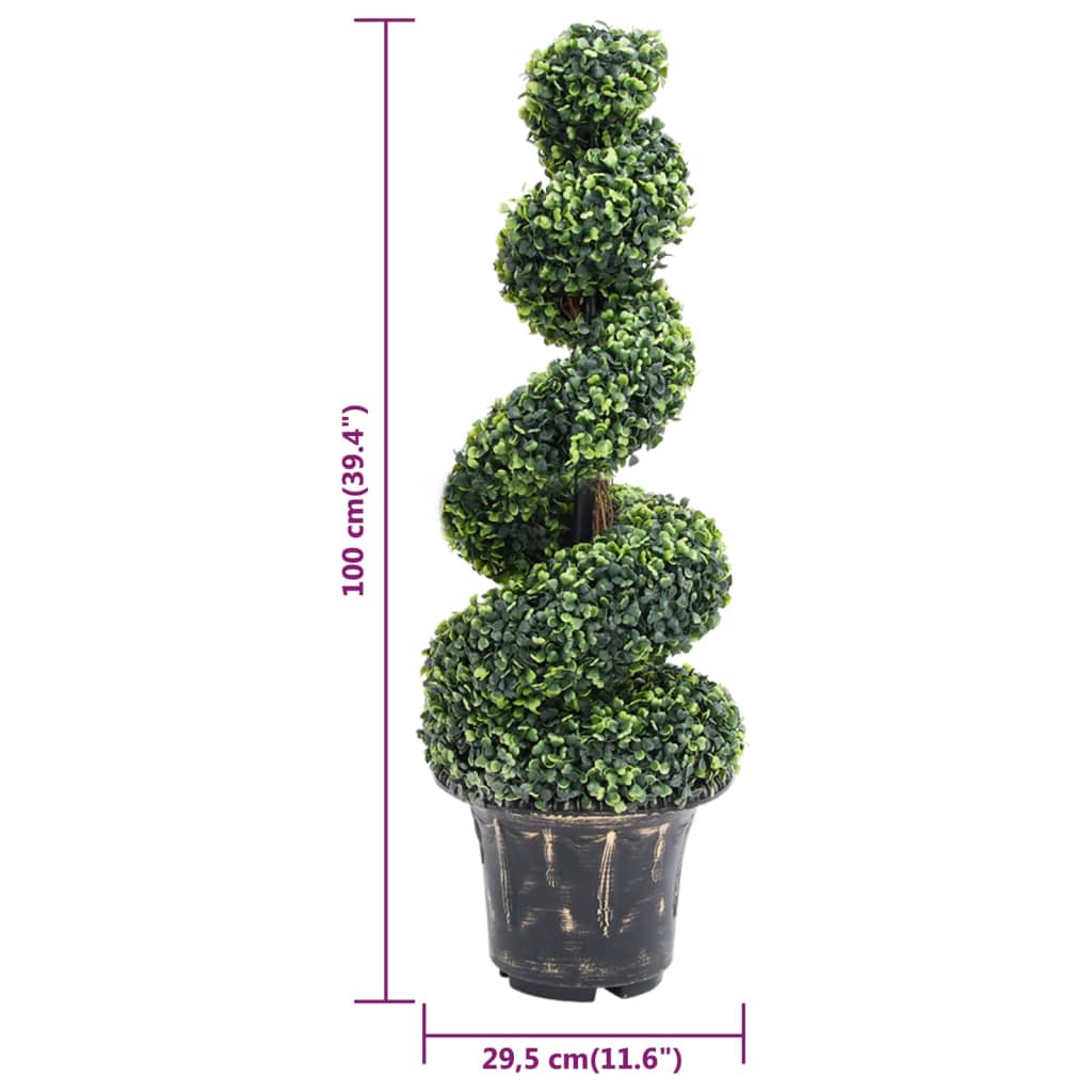 Kunstplant met pot buxus spiraal 117 cm groen