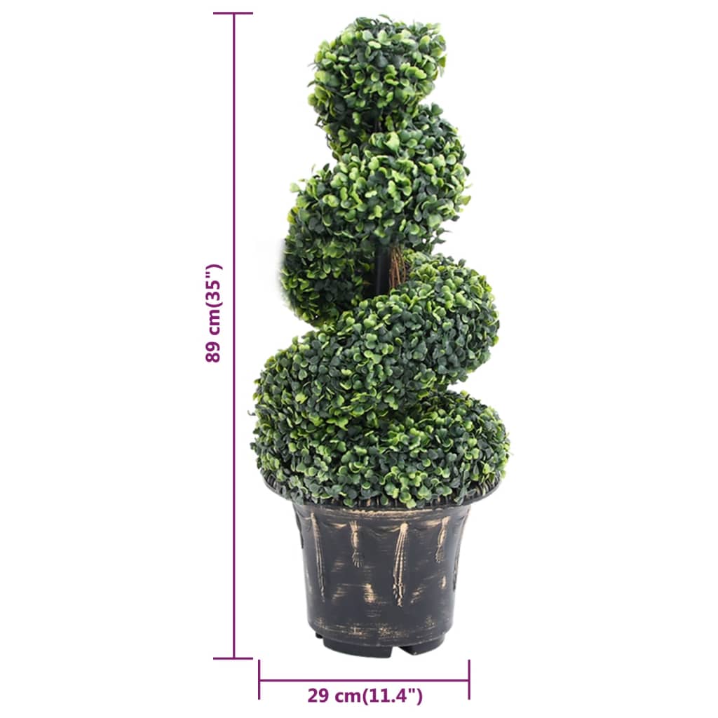 Kunstplant met pot buxus spiraal 117 cm groen