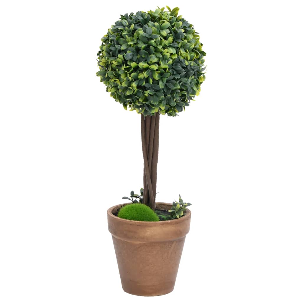 Kunstplanten met pot 2 st buxus bolvorming 56 cm groen