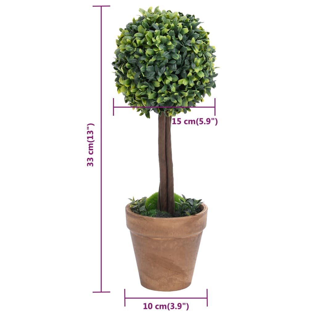 Kunstplanten met pot 2 st buxus bolvorming 56 cm groen