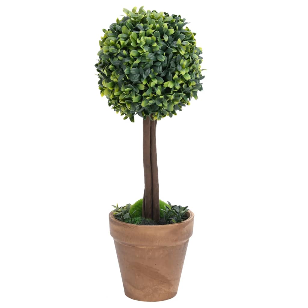 Kunstplanten met pot 2 st buxus bolvorming 56 cm groen