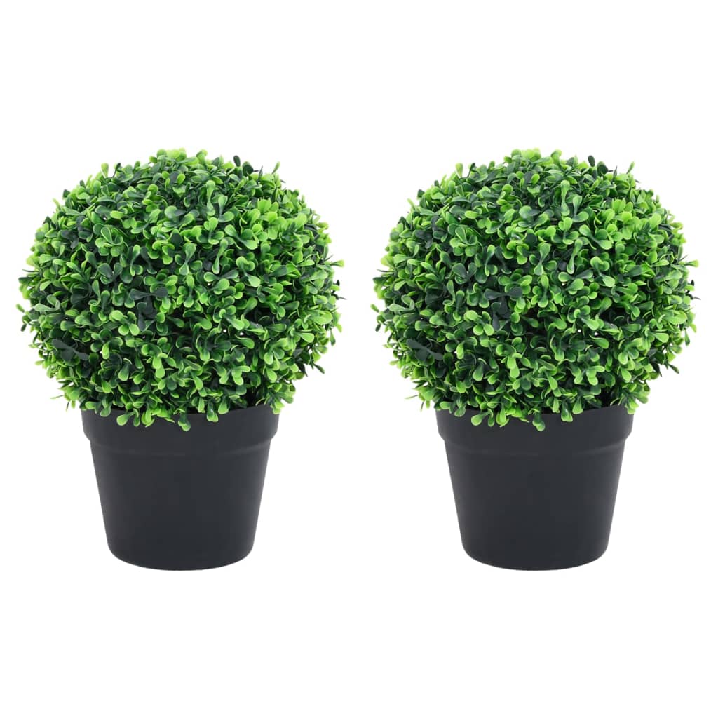 Kunstplanten met pot 2 st buxus bolvorming 32 cm groen