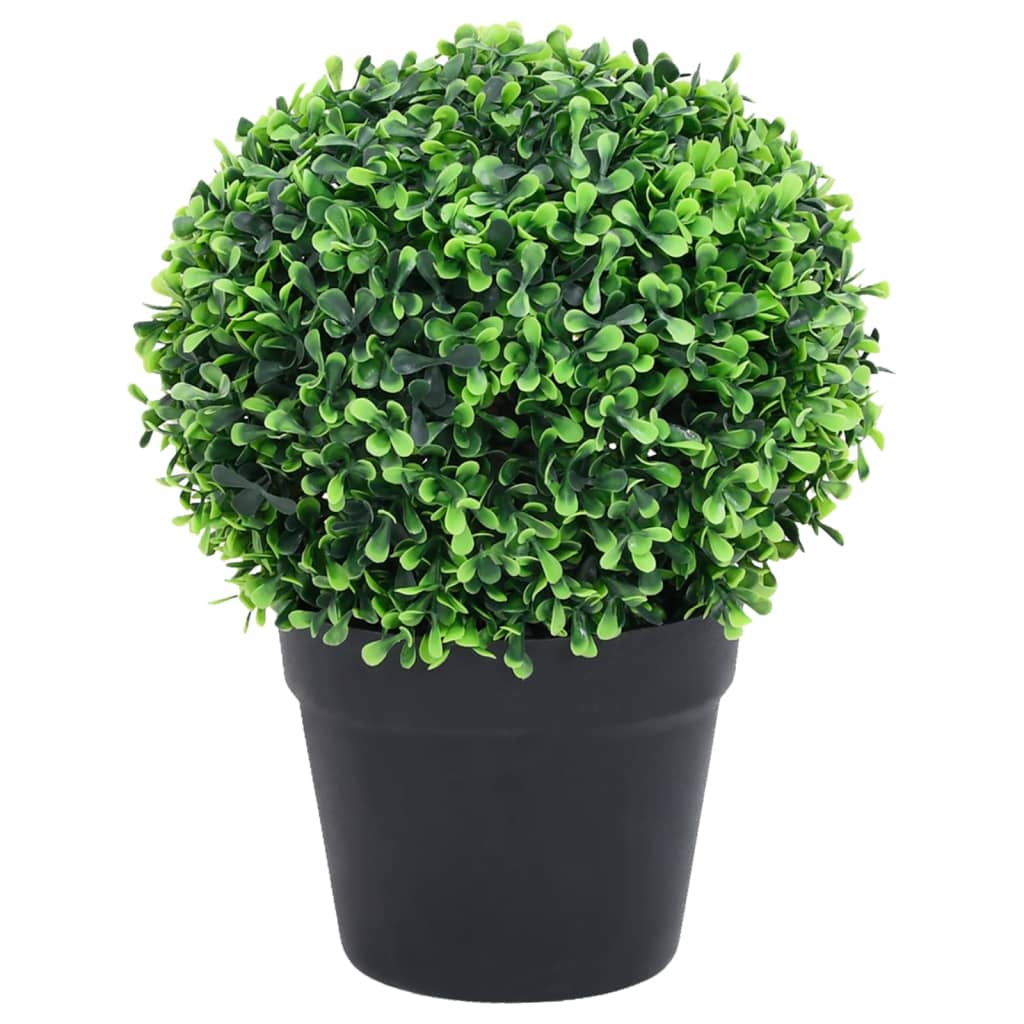 Kunstplanten met pot 2 st buxus bolvorming 32 cm groen