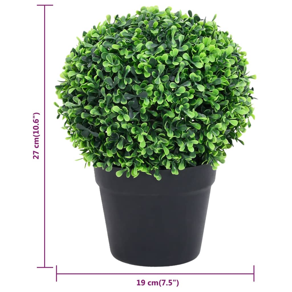 Kunstplanten met pot 2 st buxus bolvorming 32 cm groen