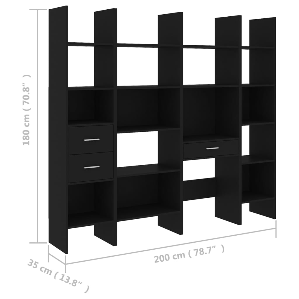 4-delige Boekenkastenset bewerkt hout