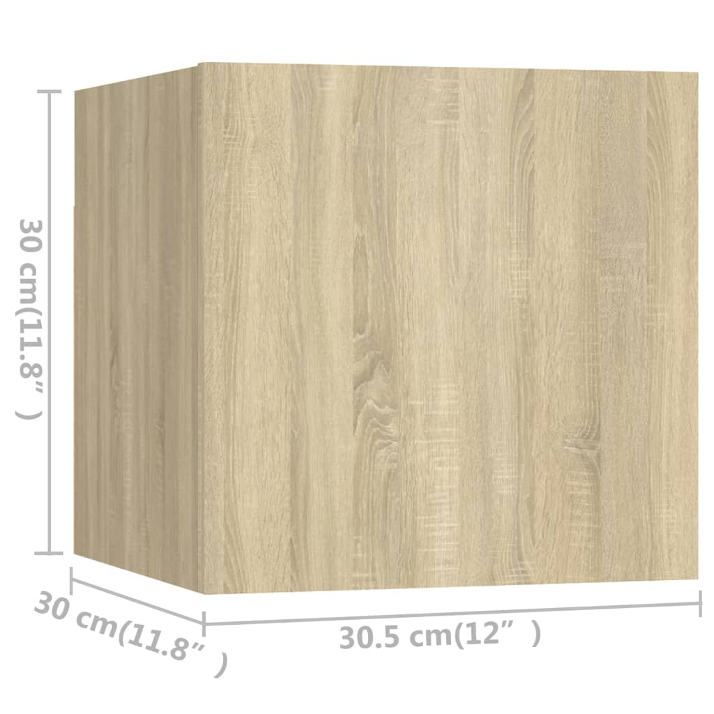 4-delige Tv-meubelset bewerkt hout