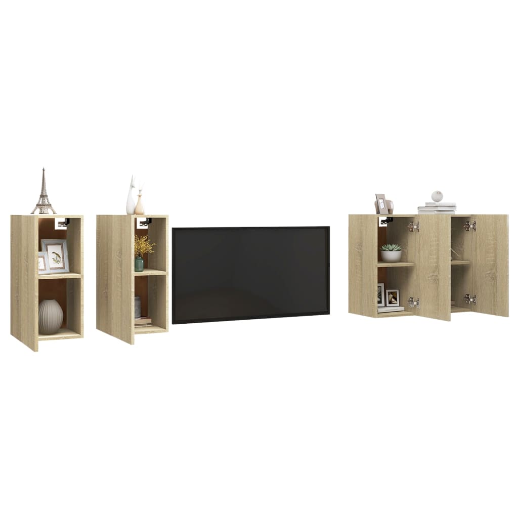 Tv-meubelen 4 st 30,5x30x110 cm bewerkt hout