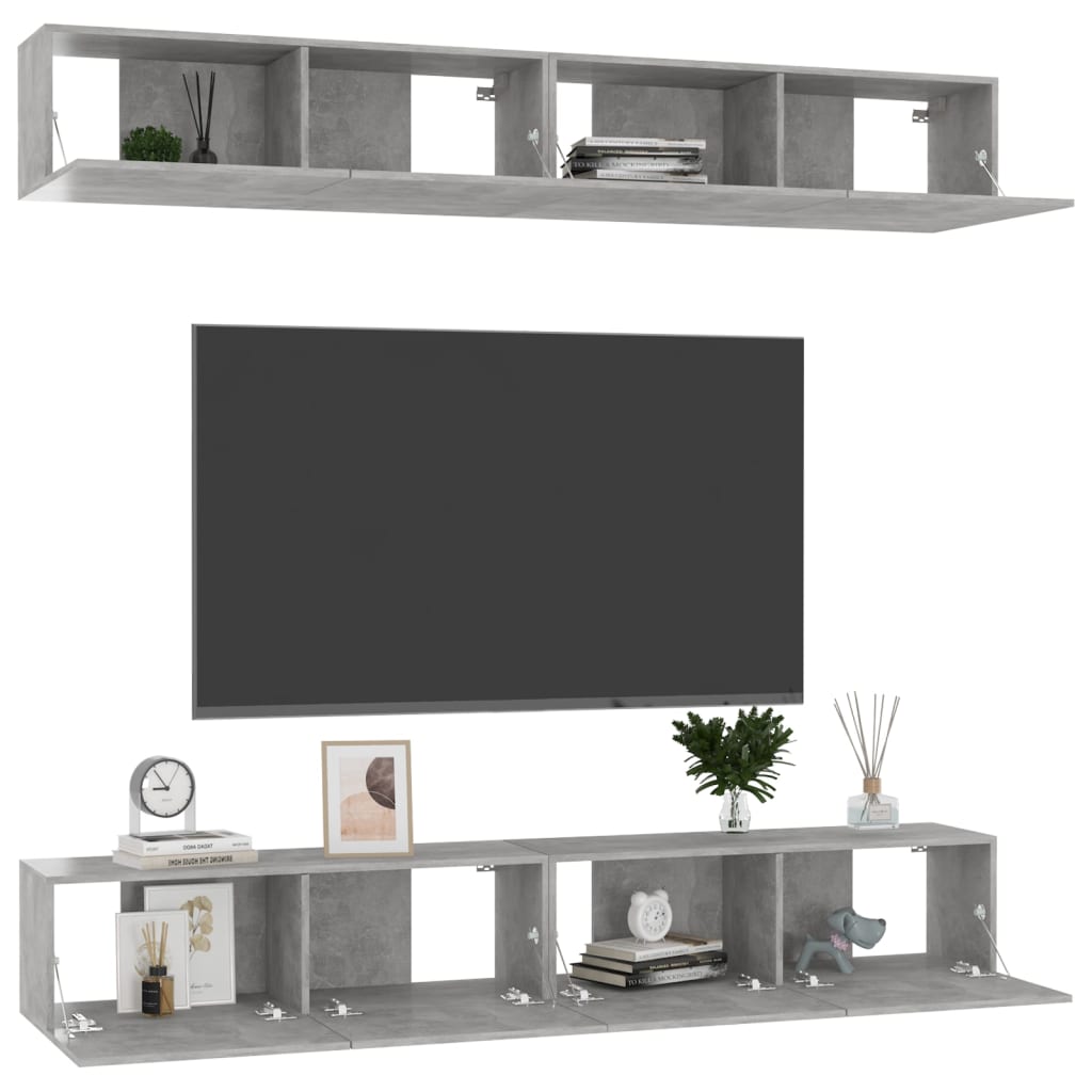 Tv-meubelen 4 st 100x30x30 cm bewerkt hout