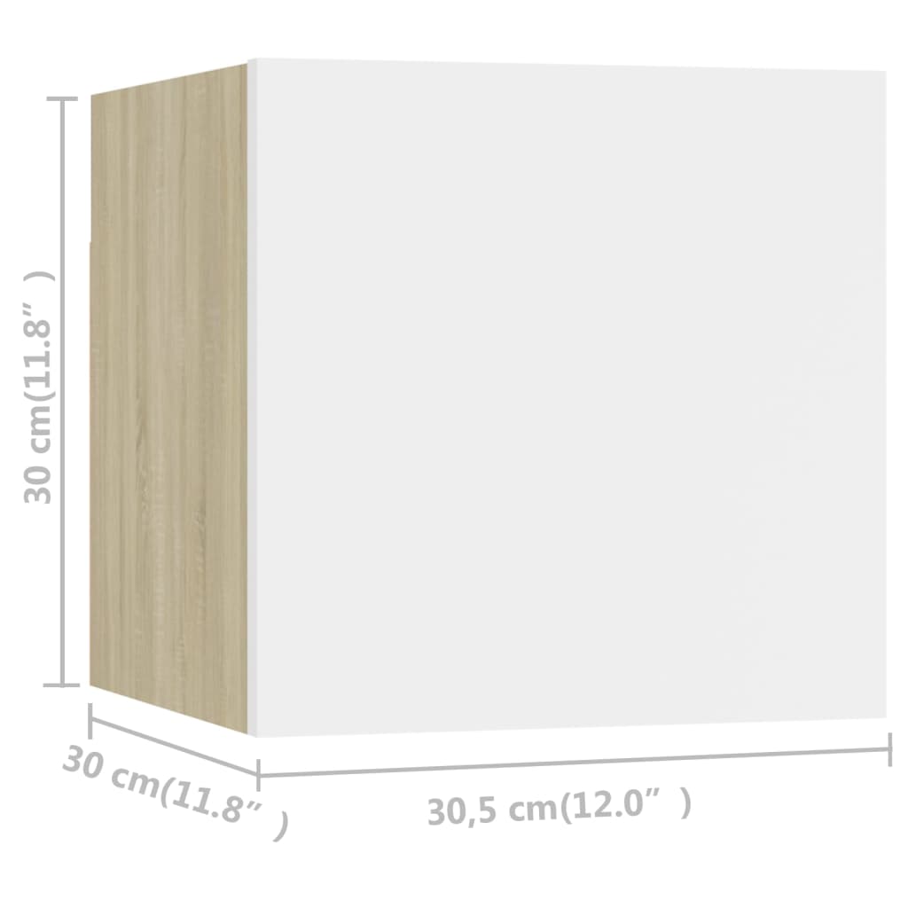 Tv-wandmeubelen 8 st 30,5x30x30 cm eikenkleurig