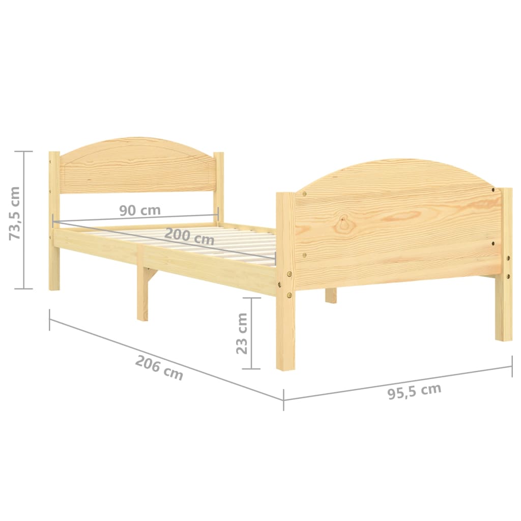 Bedframe massief grenenhout 100x200 cm