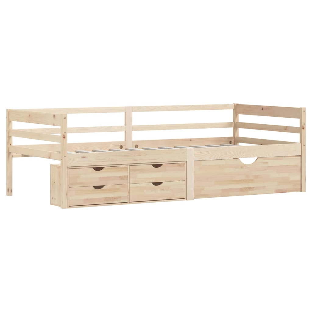 Bedframe met lades en kast grenenhout 90x200 cm